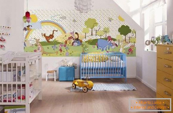 džungľu zo stenového papiera v detskej izbe, foto 49