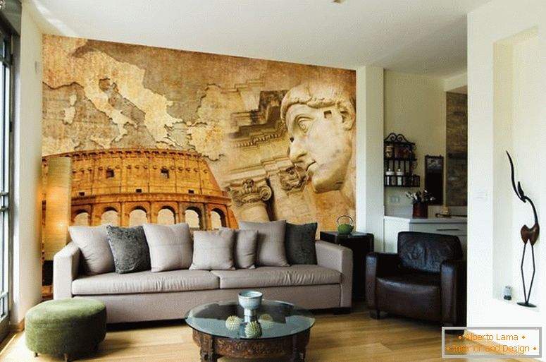 Krásna freska v interiéri obývacej izby