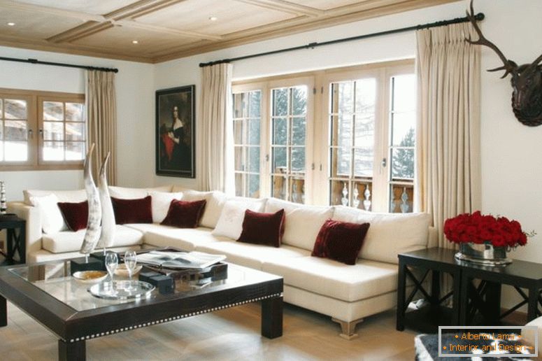 dizajn-interiér-obývacia izba-s-nadvládu-biela-farba-vo-štýle-chalet1