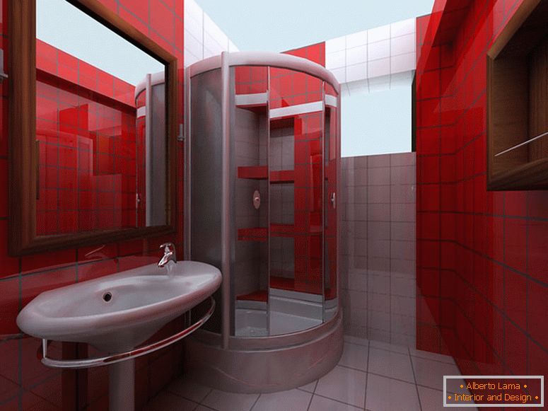 Červené steny v kúpeľni