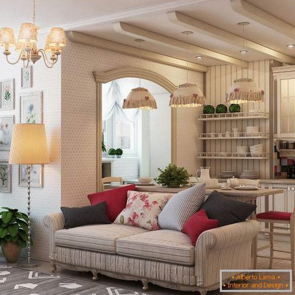 Jeden izbový apartmán - interiérový dizajn v štýle Provence