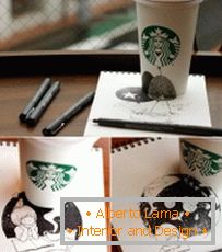 Ilustrácie Tomoko Sintani na okuliaroch Starbucks