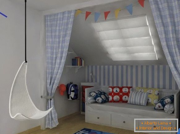 interiér podkrovnej detskej izby, foto 71