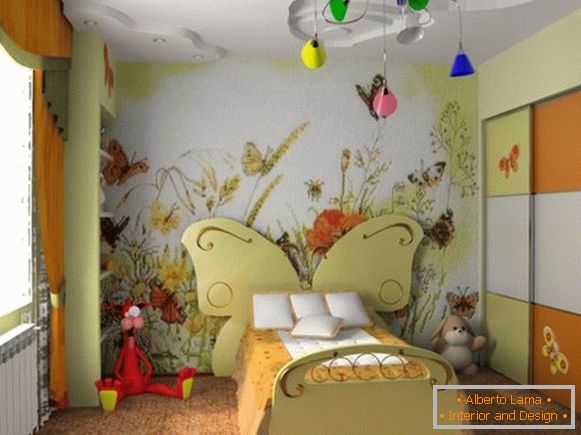 štýlová interiérová dekorácia detskej izby pre dievčatá