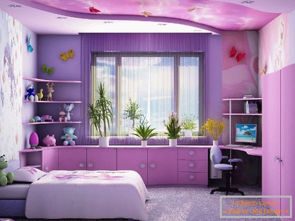 лиловый interiér detskej spálne для девочки