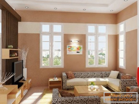 Moderný interiér obývacej izby s rohovou pohovkou
