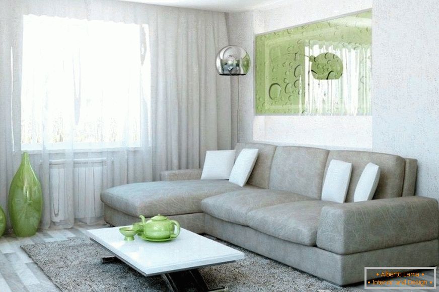Spálňa-obývacia izba s rohovou rozťahovacou pohovkou