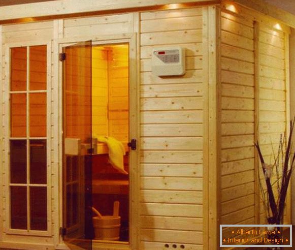 Sauna vo vnútri súkromného domu - vyberte si sklenené dvere
