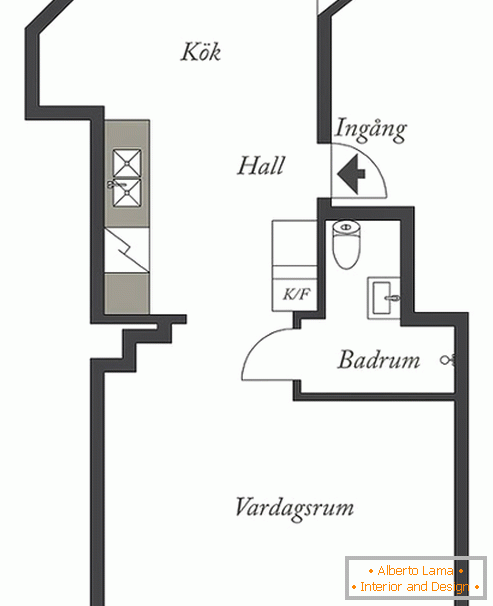 Rozloženie malého bytu pre dievča