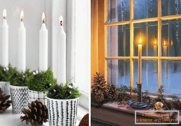 Vytvorenie okenného parapetu pre nový rok - sviečky a hrbole