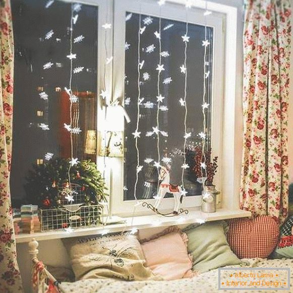 Okná dekorácie pre Nový rok s LED svetlami