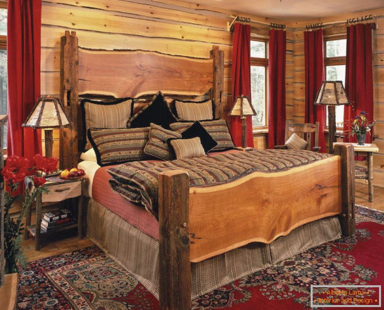 superb-stolové lampy-and-fantastické-bed-in-rustikálnom spálňa-nápady s prácou v tradičnom červenom koberci