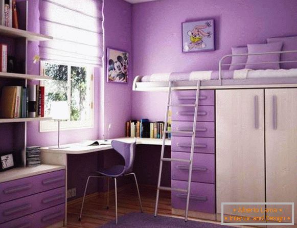 Návrh detskej izby vo fialovej