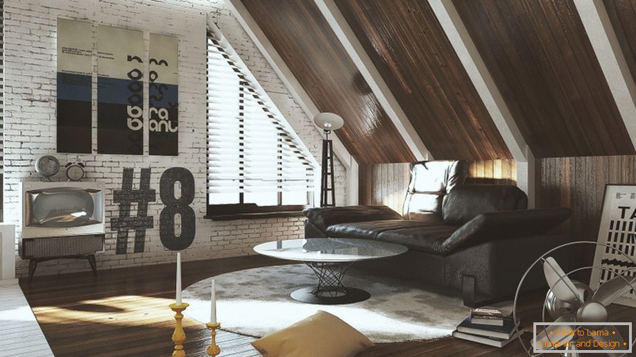 Príklad interiérového dizajnu malej obývacej izby na fotografii