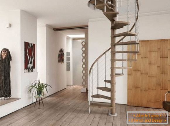 Krásne schodiská v dome - moderný dizajn špirálového schodiska