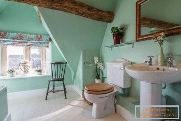 Krásne interiéry kúpeľní - fotka kúpeľne v mäty-zelenej farbe