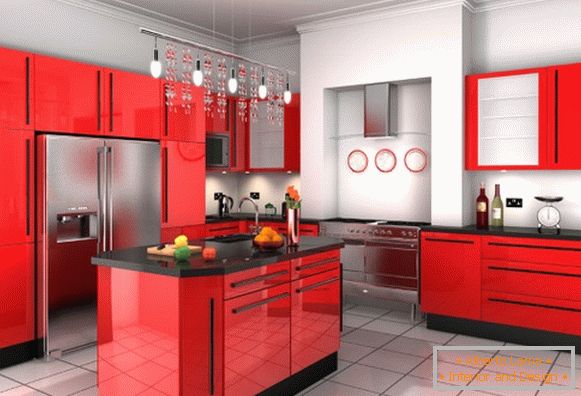 Červená čierna kuchyňa dizajnová fotka 32