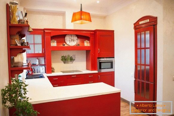 Červená béžová kuchyňa foto 45