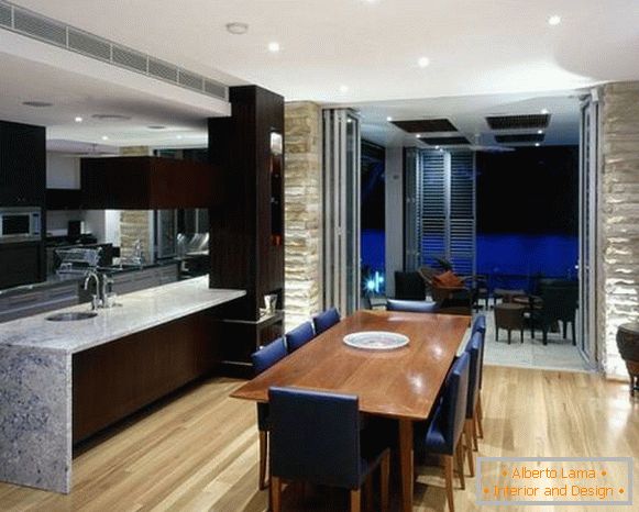kuchynský dizajn obývacej izby v súkromnom dome, foto 31