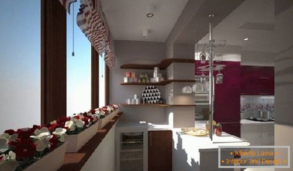 kuchynský dizajn s balkónom, foto 3