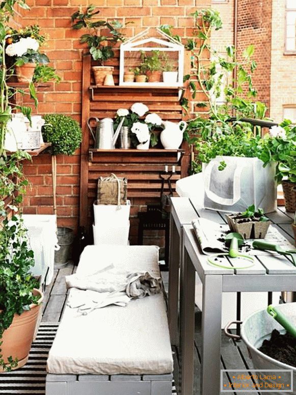 Balkón s vnútornými rastlinami