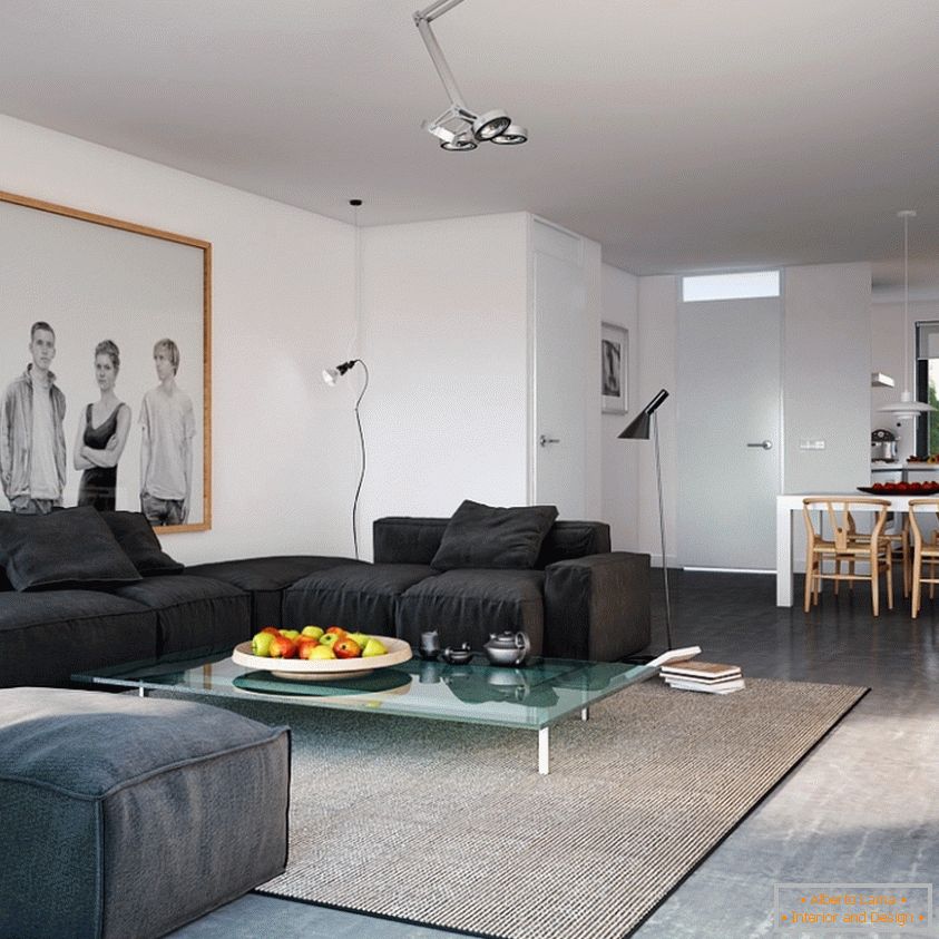 Monochromatický interiér obývacej izby