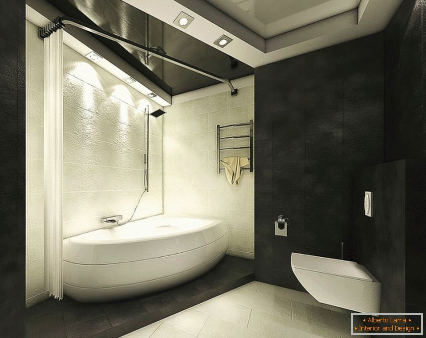 Monochromatický interiér kúpeľne