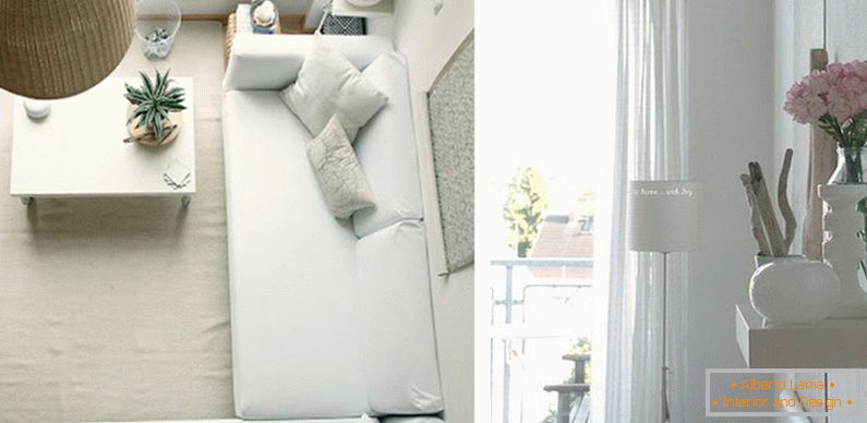 Obývacia izba a doplnky v bielej farbe