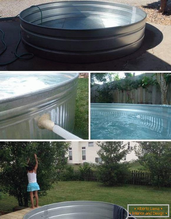 Lacný bazén s vlastnými rukami z improvizovaných materiálov - fotografická kapacita