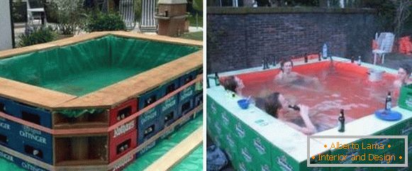 Ako vytvoriť bazén v dacha z krabičiek a breza - foto