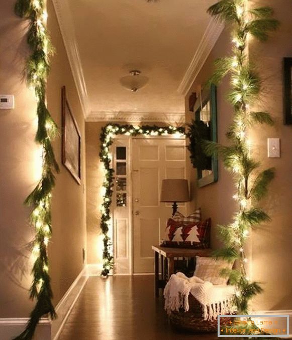 Garland LED biela - myšlienka dekorácie domu pre Nový rok