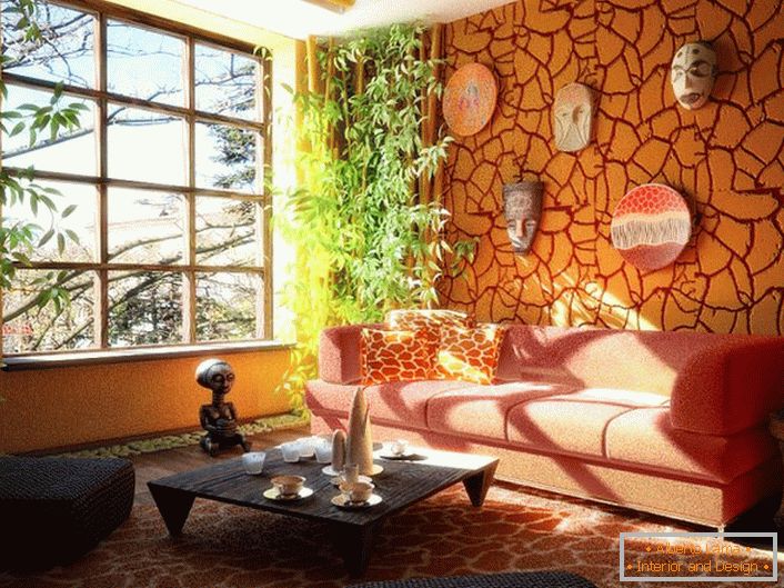 Živý príklad obývacej izby v etnickom štýle. Hádajte z akého kontinentu je táto pekná izba. 