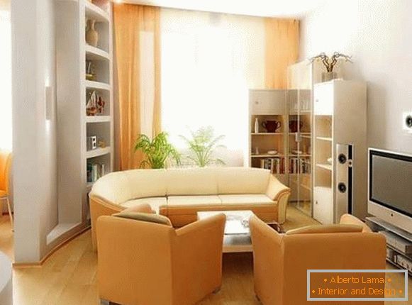 Návrh malého obývacej izby - malý nábytok