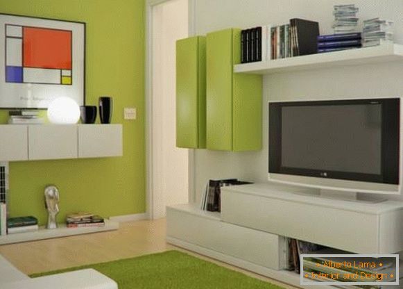 Návrh malého obývacej izby - malý nábytok