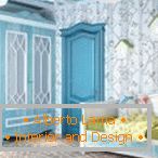 Modrá dekorácia izby pre dievča