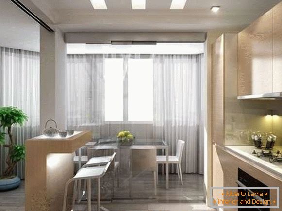 Moderný interiér kuchyne v jedálni v súkromnom dome- идеи планировки