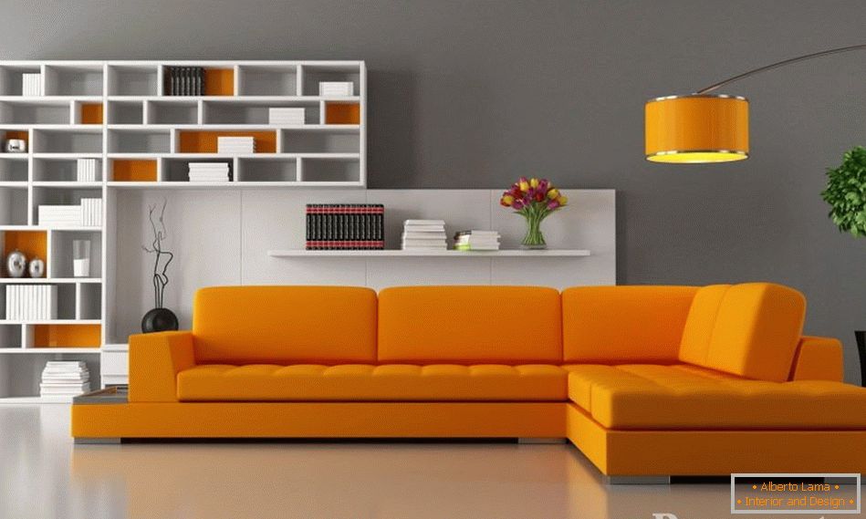 Oranžový nábytok в гостиной