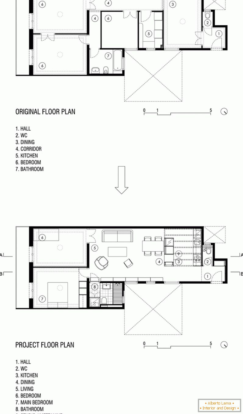 Rozloženie bytu s vysokými stropmi pred a po opravách