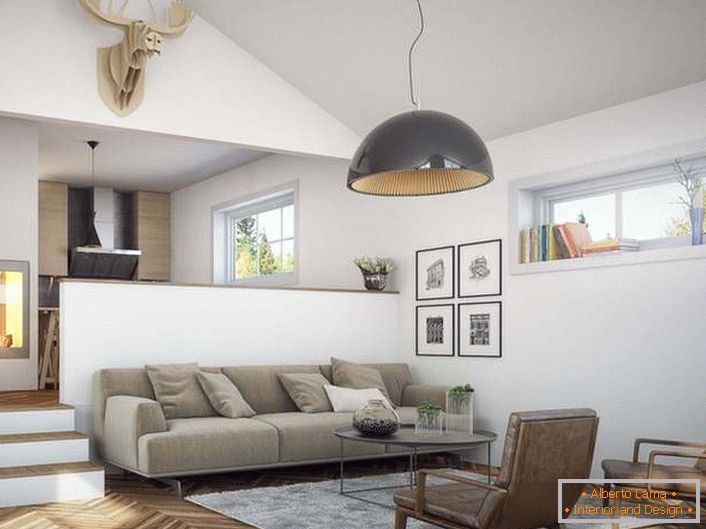 Škandinávsky minimalizmus vyzerá nádherne v dizajne obývacej izby.