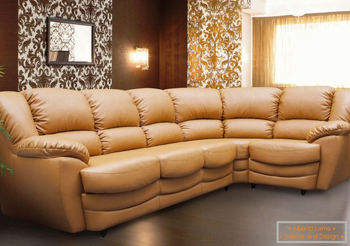 Elegantná kompozitná modulárna pohovka pre elegantnú obývaciu izbu. Farba útulného rohu je farba čalúnenia luxusných Cadillacov prémiovej triedy.