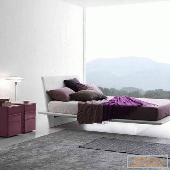 Moderné postele s priehľadnými nohami