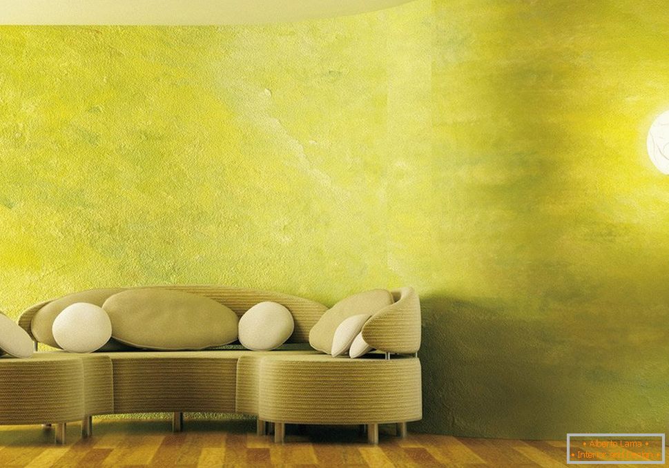 Maľované steny v obývacej izbe