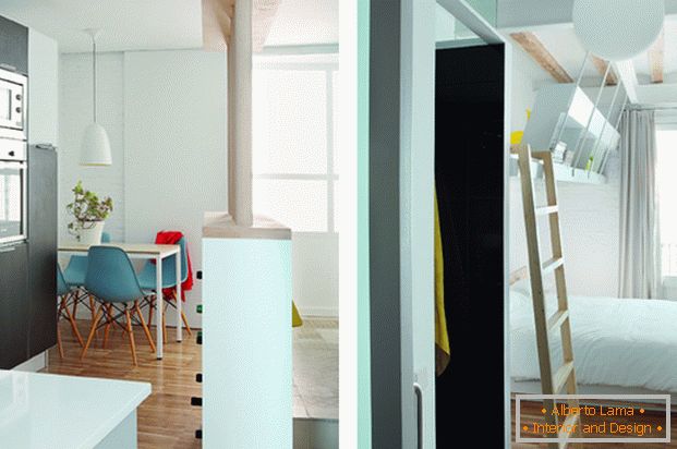 Projekt mini apartmán: kuchyňa a spálňa