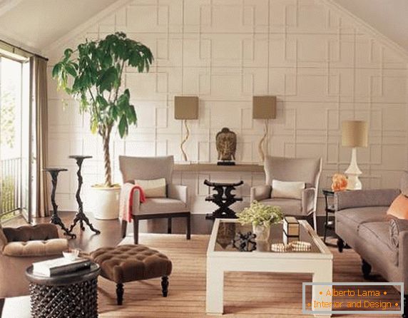 Asymetria v dizajne obývacej izby