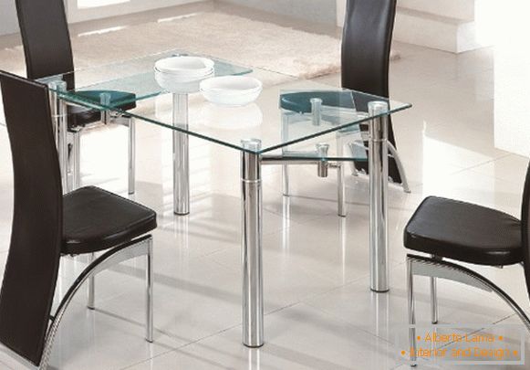 skladací jedálenský stôlсо стеклянной столешницей