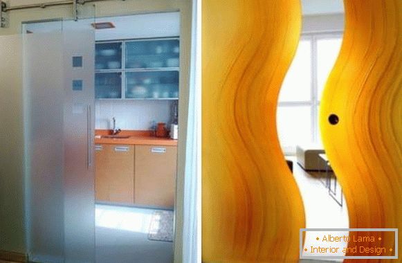 Sklenené posuvné dvere do kuchyne - možnosti návrhu a fotografie