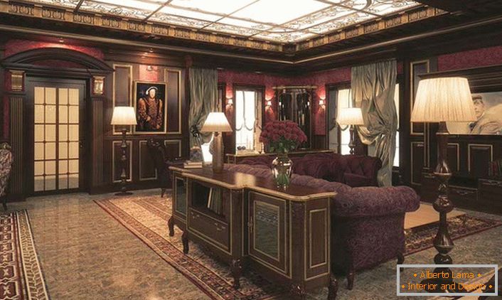 Priestranná obývacia izba vo viktoriánskom štýle elitného klubu zachovávajúca anglické tradície.