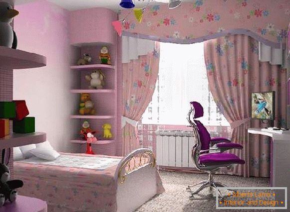 závesy v detskej izbe pre dievča, foto 24