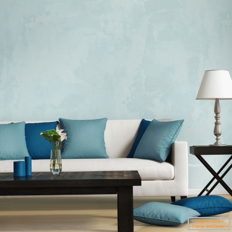 Modrý moderný štýl, romantický vnútorný obývacia izba