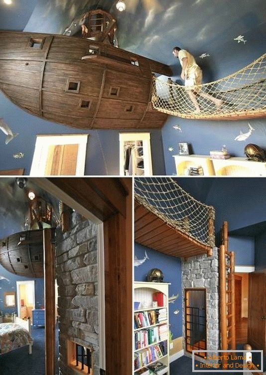 Detská izba s loďou na strope